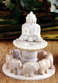 Elefantenkreis mit Buddha (Speckstein)